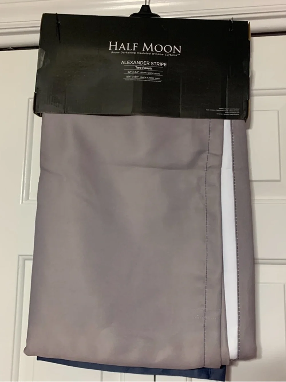Room Darkening Insulated Curtains Half Moon NEW 2 panels 52”x84” Each Navy Grey